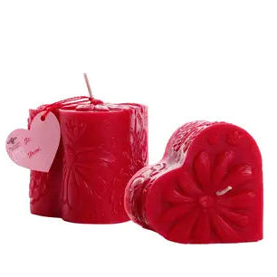 Red Heart Beeswax Candle